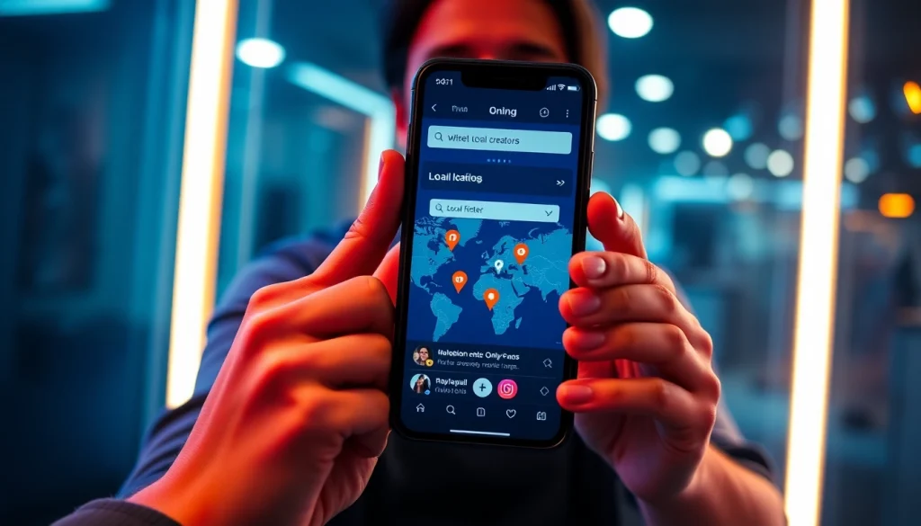Find creators easily with onlyfans search with location filter showcased on a smartphone screen.