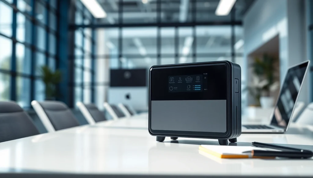 Showcase of the das 140 device highlighting its advanced features in a modern office.