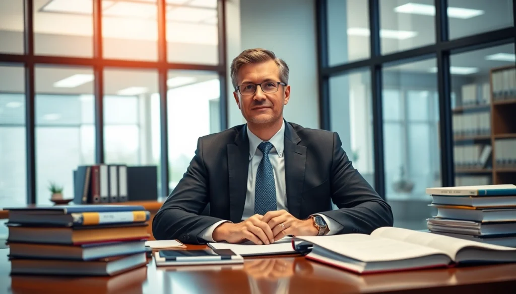 Broward County litigation lawyer discussing legal matters in a sunny office environment.