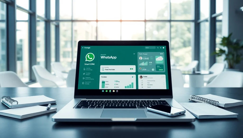 Boost your business with WhatsApp Smart CRM overview in a modern office environment.