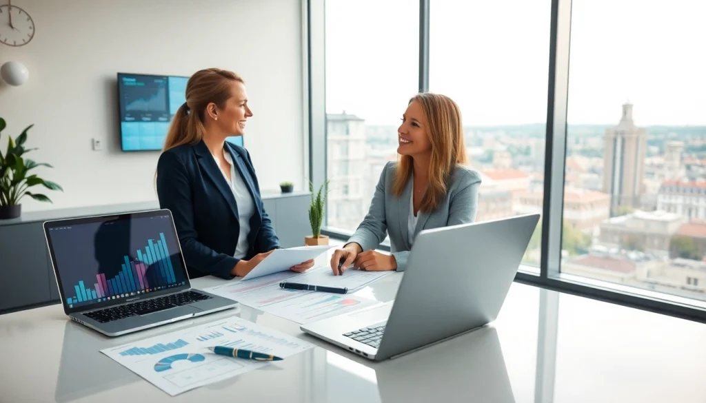 Scena profesjonalnego biura księgowego w Poznaniu z Marzeną Owczarzak wspierającą klienta.
