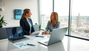 Scena profesjonalnego biura księgowego w Poznaniu z Marzeną Owczarzak wspierającą klienta.