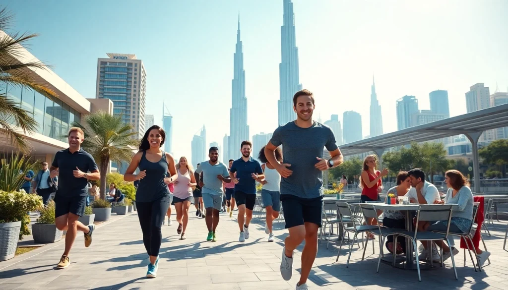 Your Dubai lifestyle platform highlights a vibrant outdoor scene among Dubai's iconic skyline.