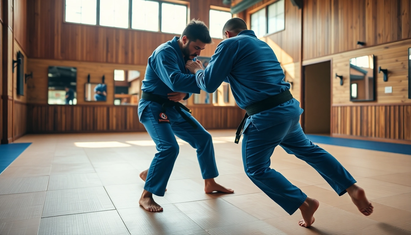 Dynamic training scene featuring BJJ Brand practitioners honing their skills on mats.